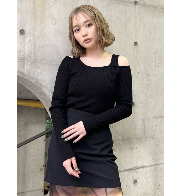 MURUA「ショルダーカットレイヤードライクリブニット」|ニット・セーター|