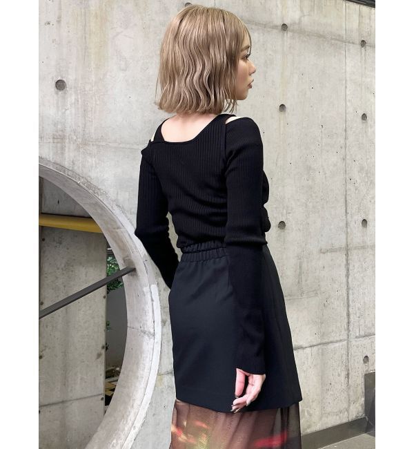 MURUA「ショルダーカットレイヤードライクリブニット」|ニット・セーター|