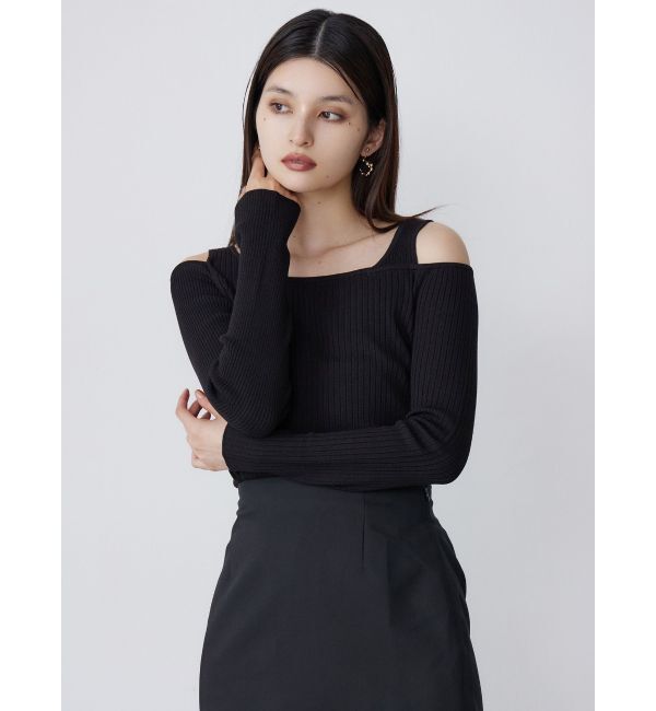 MURUA「ショルダーカットレイヤードライクリブニット」|ニット・セーター|