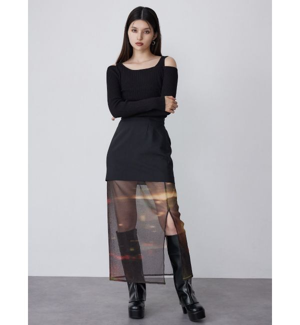 MURUA「ショルダーカットレイヤードライクリブニット」|ニット・セーター|