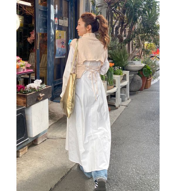 Ungrid「バックレースアップニットセットワンピース」|ワンピース|