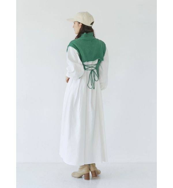 Ungrid「バックレースアップニットセットワンピース」|ワンピース|グリーン