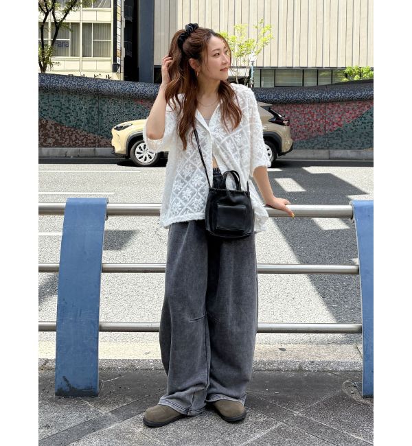 Ungrid「起毛エンブロイダリーハーフスリーブシャツ」|シャツ・ブラウス|