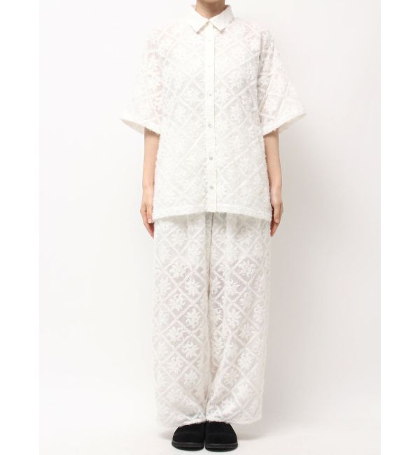 Ungrid「起毛エンブロイダリーハーフスリーブシャツ」|シャツ・ブラウス|