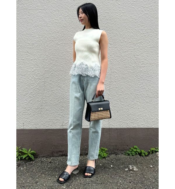 LAGUNAMOON「ウエストアシンメトリーデニムパンツ」|デニム|