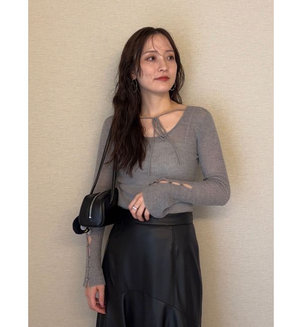 LAGUNAMOON「2WAYシアーアルパカニットプルオーバー」|ニット・セーター|グレー