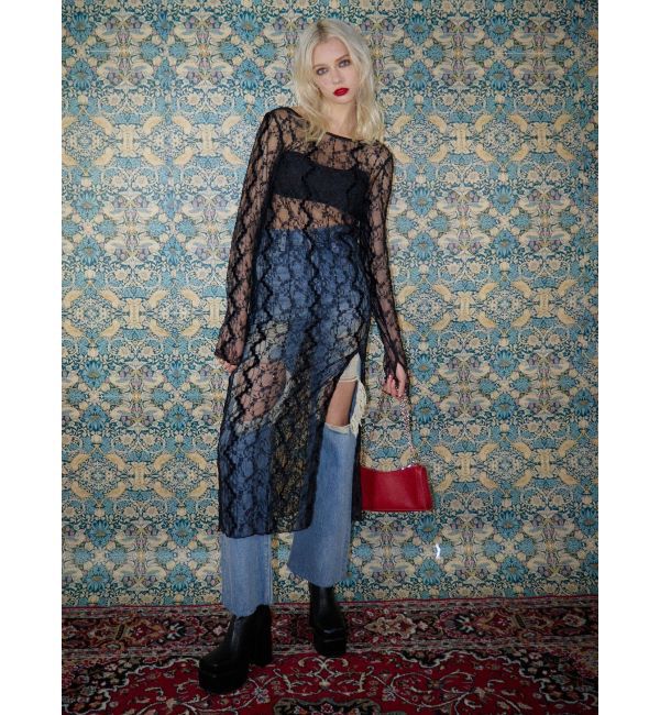 EVRIS「ハイダメージセミワイドデニムパンツ」|デニム|