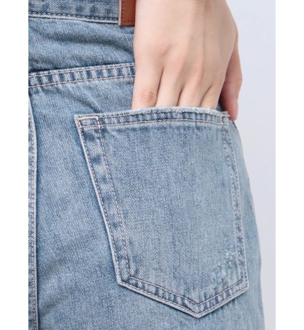 EVRIS「ハイダメージセミワイドデニムパンツ」|デニム|