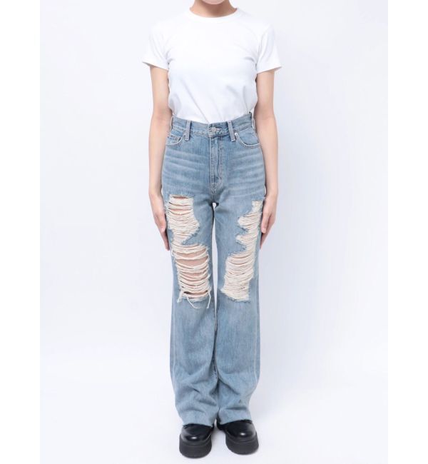 EVRIS「ハイダメージセミワイドデニムパンツ」|デニム|