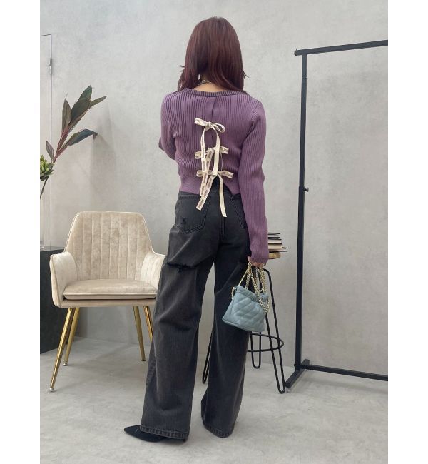 EVRIS「BACKスラッシュワイドデニムパンツ」|デニム|