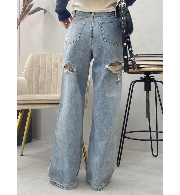 EVRIS「BACKスラッシュワイドデニムパンツ」|デニム|