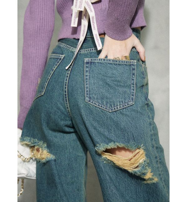 EVRIS「BACKスラッシュワイドデニムパンツ」|デニム|