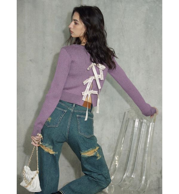 EVRIS「BACKスラッシュワイドデニムパンツ」|デニム|