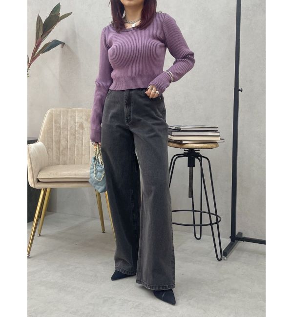 EVRIS「BACKスラッシュワイドデニムパンツ」|デニム|