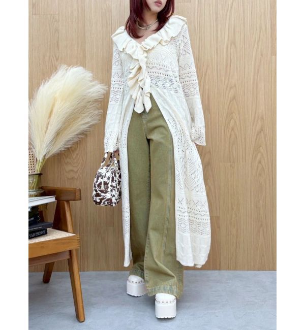 EVRIS「ウエストクロスフレアデニムパンツ【セットアップ着用可能】」|デニム|