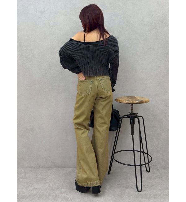 EVRIS「ウエストクロスフレアデニムパンツ【セットアップ着用可能】」|デニム|