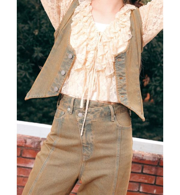 EVRIS「ウエストクロスフレアデニムパンツ【セットアップ着用可能】」|デニム|