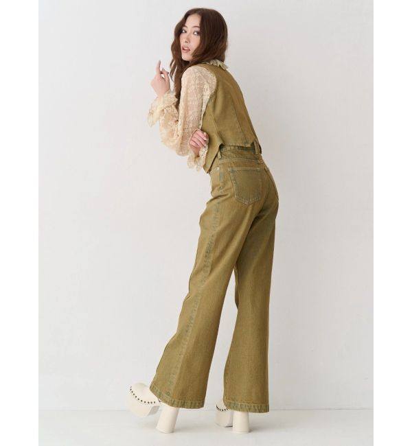 EVRIS「ウエストクロスフレアデニムパンツ【セットアップ着用可能】」|デニム|