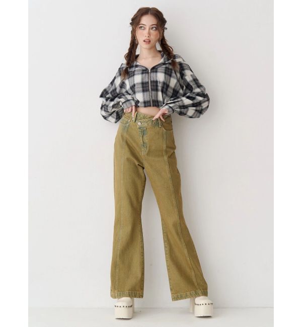 EVRIS「ウエストクロスフレアデニムパンツ【セットアップ着用可能】」|デニム|