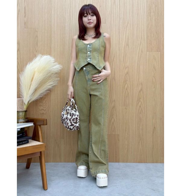 EVRIS「ウエストクロスフレアデニムパンツ【セットアップ着用可能】」|デニム|