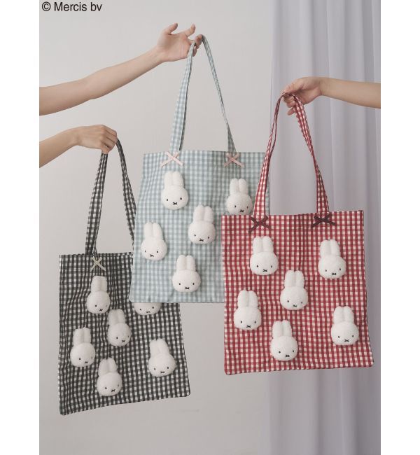 merry jenny「ギンガムもこもこmiffyトート」|トートバッグ|