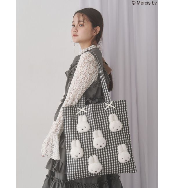 merry jenny「ギンガムもこもこmiffyトート」|トートバッグ|