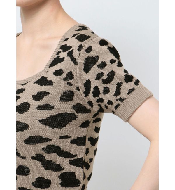 GYDA「2WAYレオパードハーフスリーブニットトップス」|ニット・セーター|