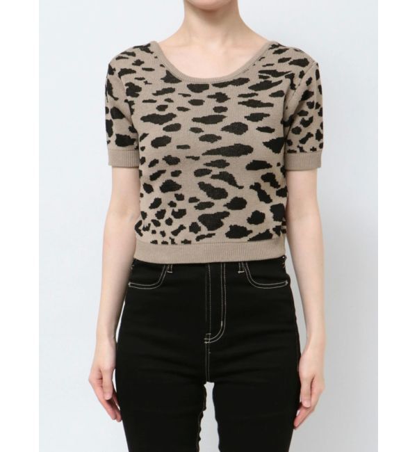GYDA「2WAYレオパードハーフスリーブニットトップス」|ニット・セーター|