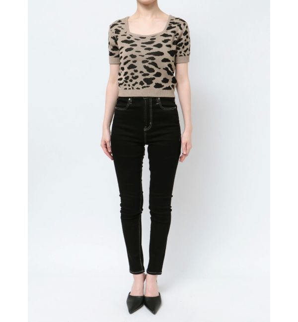 GYDA「2WAYレオパードハーフスリーブニットトップス」|ニット・セーター|
