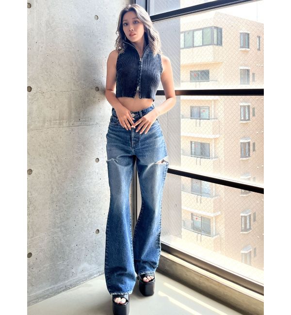 GYDA「ブリーチＷファスナーノースリトップス」|ニット・セーター|