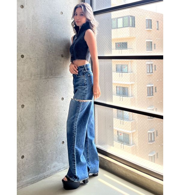 GYDA「ブリーチＷファスナーノースリトップス」|ニット・セーター|