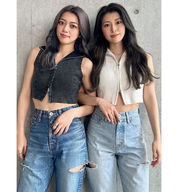 GYDA「ブリーチＷファスナーノースリトップス」|ニット・セーター|