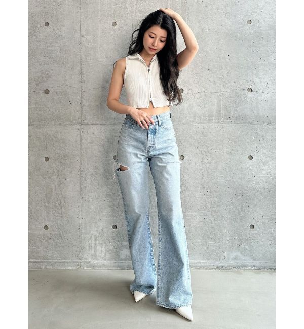 GYDA「ブリーチＷファスナーノースリトップス」|ニット・セーター|