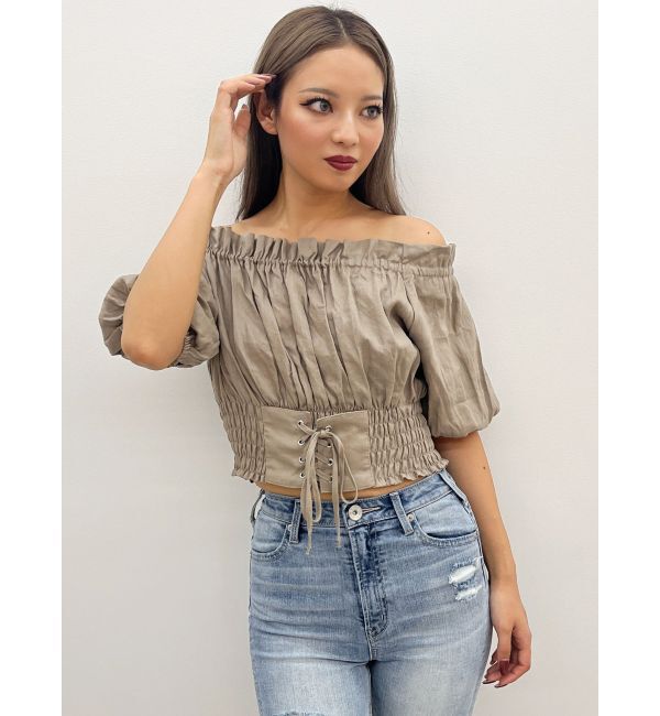 GYDA「2WAYギャザーオフショルコルセットブラウス」|シャツ・ブラウス|