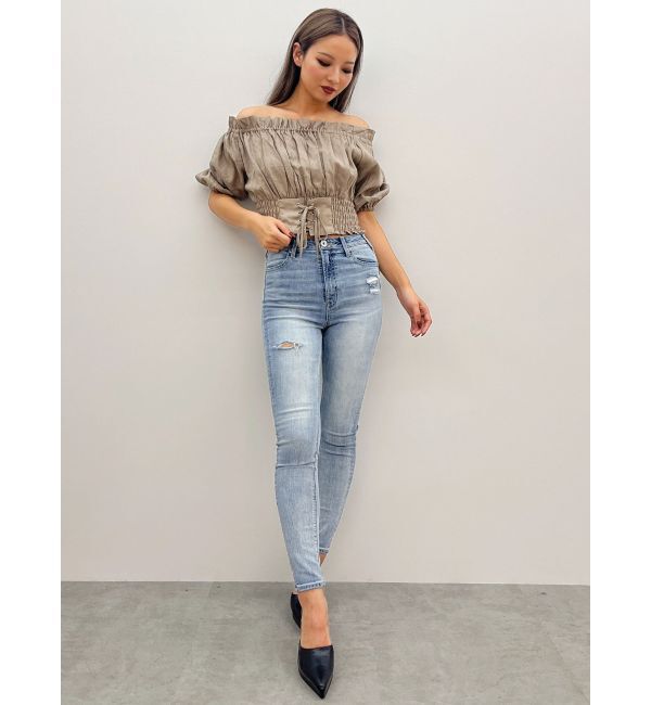 GYDA「2WAYギャザーオフショルコルセットブラウス」|シャツ・ブラウス|