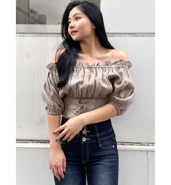 GYDA「2WAYギャザーオフショルコルセットブラウス」|シャツ・ブラウス|
