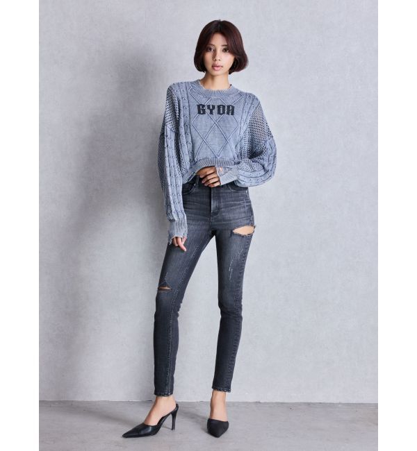 GYDA「GYDA damage processing ニットトップス」|ニット・セーター|