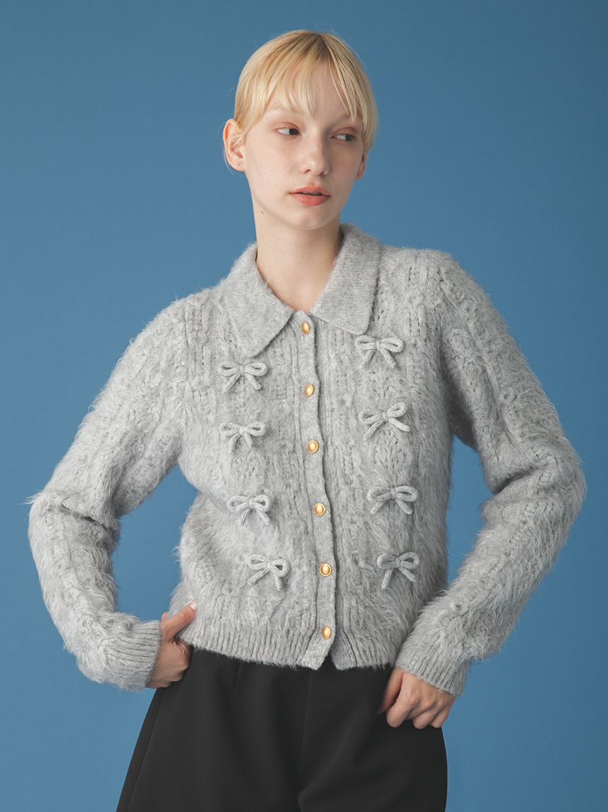 FURFUR「リボンデザインアランポロニットトップス」|ニット・セーター|