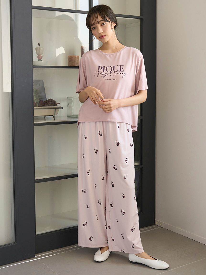 gelato pique「【接触冷感】ルージュチェリーレーヨンロゴTシャツ」|ルームウェア|