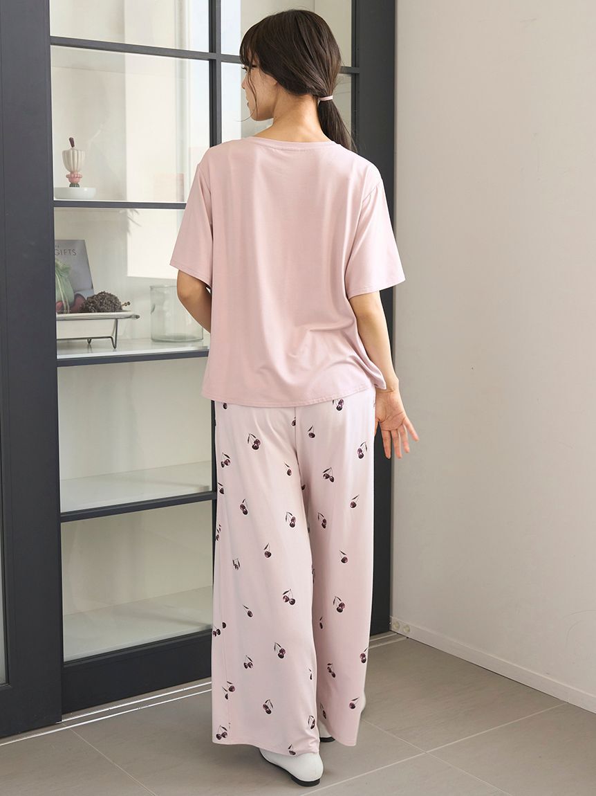 gelato pique「【接触冷感】ルージュチェリーレーヨンロゴTシャツ」|ルームウェア|