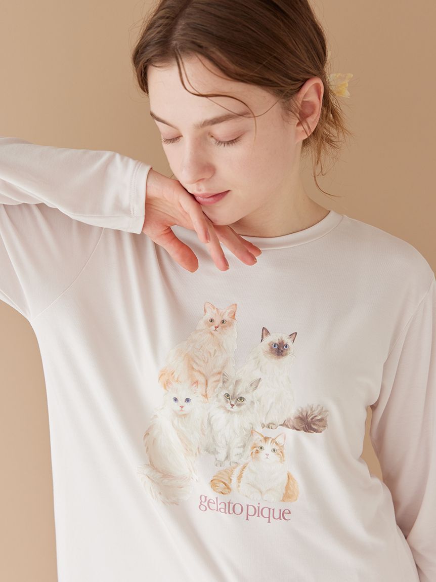 gelato pique「キャットワンポイントロンT」|ルームウェア|