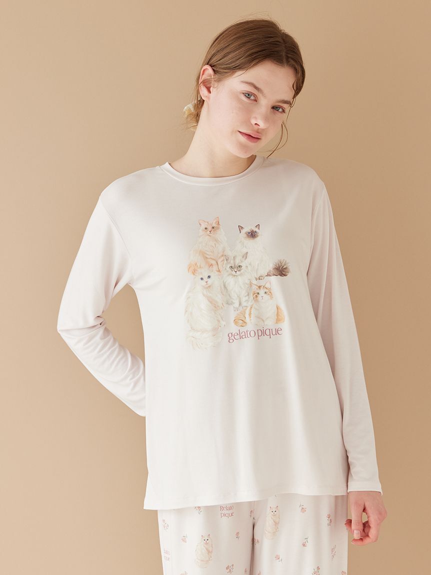 gelato pique「キャットワンポイントロンT」|ルームウェア|