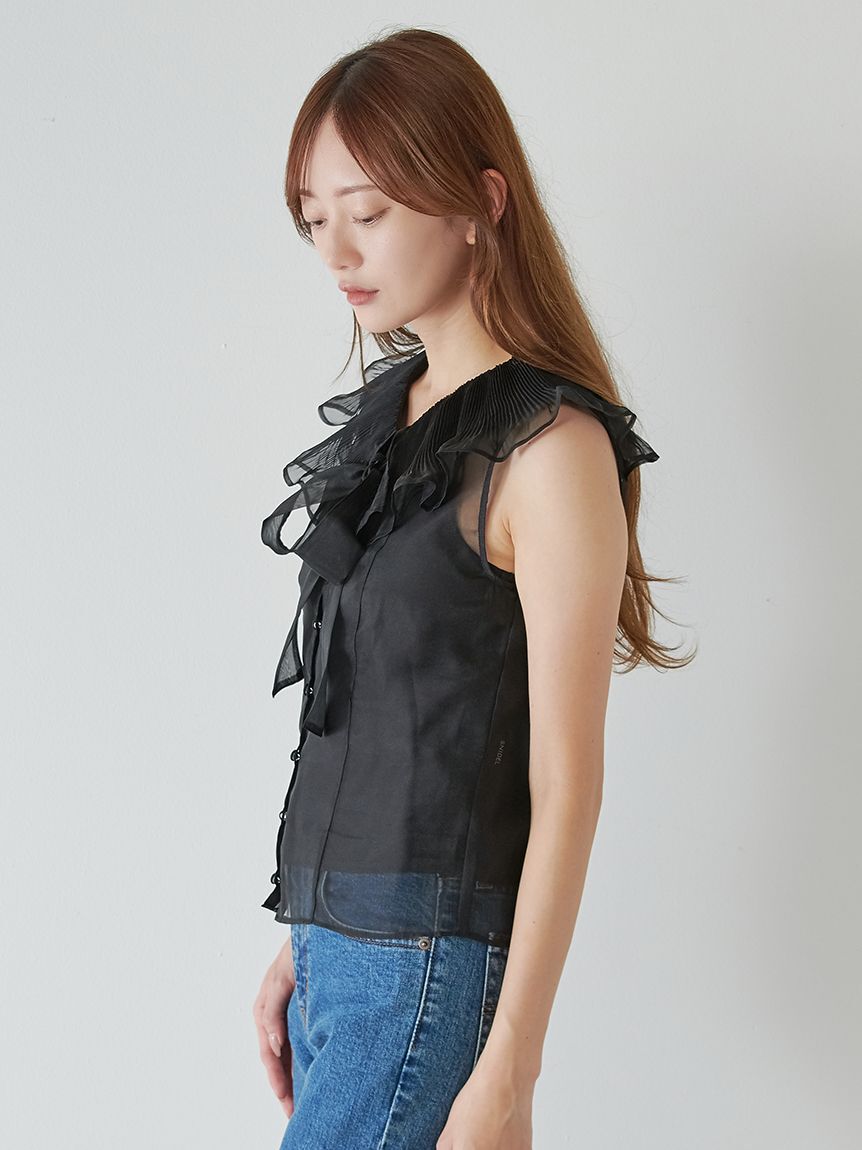 SNIDEL「ビッグカラーシアーブラウス」|シャツ・ブラウス|