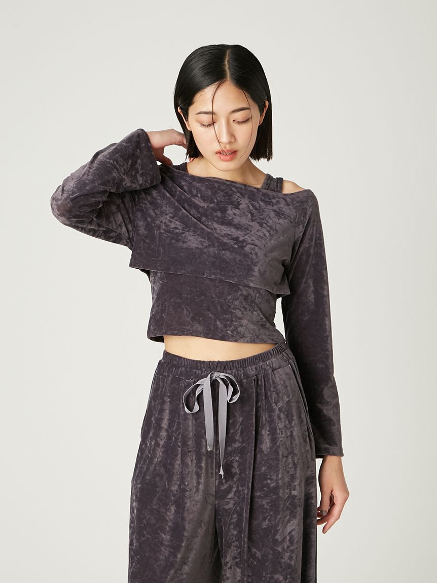 FRAY I.D「クラッシュベロアレイヤードカットソー」|Tシャツ・カットソー|