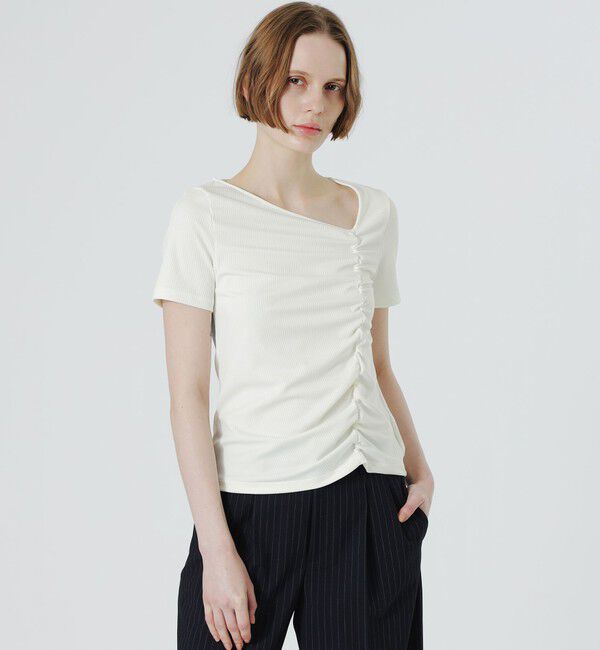  「アシンメトリーネックトップス」|Tシャツ・カットソー|ホワイト