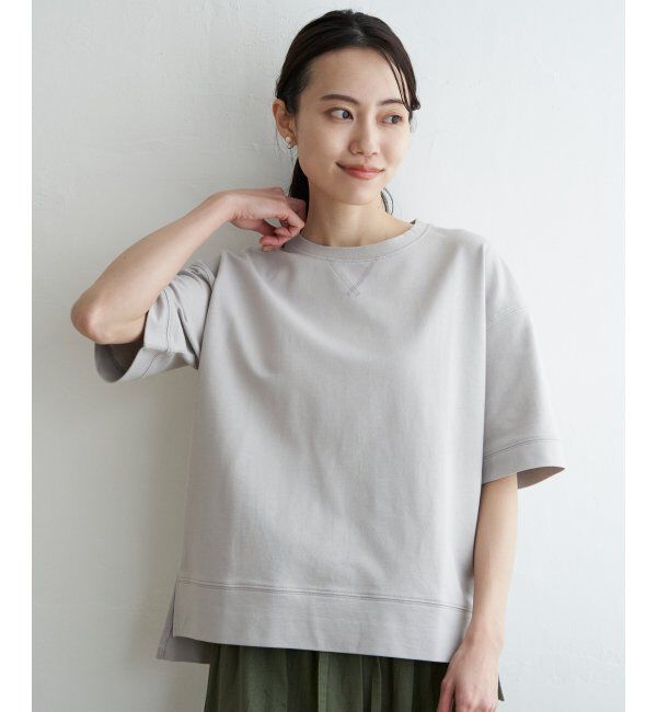 ikka「ミニ裏毛スウェットライク半袖Tシャツ」|Tシャツ・カットソー|