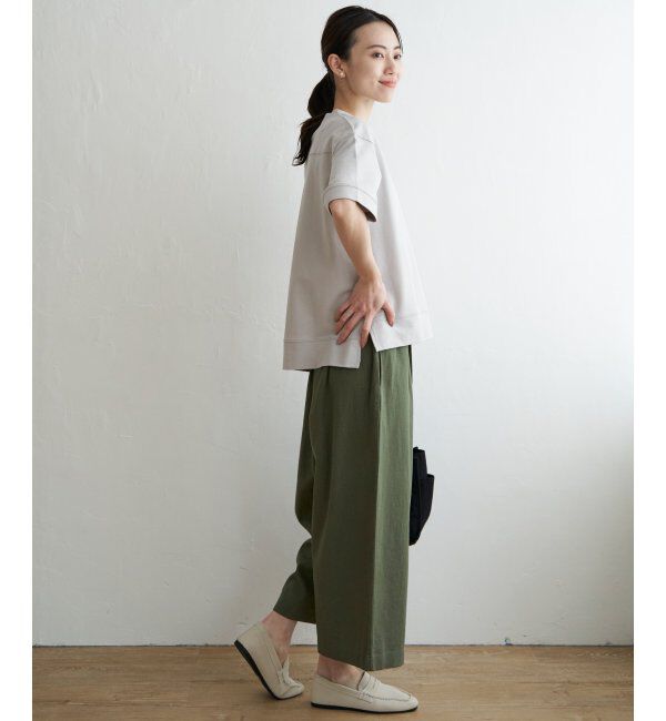 ikka「ミニ裏毛スウェットライク半袖Tシャツ」|Tシャツ・カットソー|