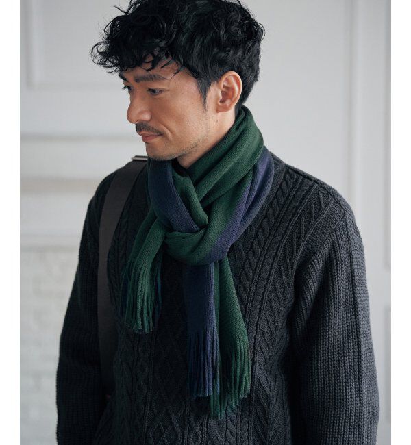 ikka「ラッセルバイカラーマフラー」|マフラー|グリーン