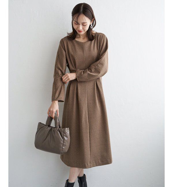 IKKA LOUNGE「カットジャガードワンピース」|ドレス|ブラウンケイ