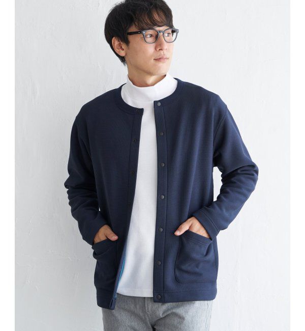 ikka「ボンディングクルーネックカーディガン」|カーディガン|ネイビーブルー